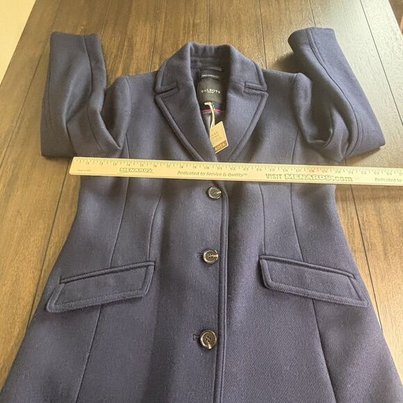 Talbots Long Navy Woven in Italy Wool Blend Luxurious Collection Coat 14P $349 - Picture 12 of 13